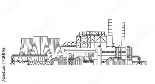 Industrial Factory Building Complex Structure.