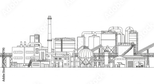 Industrial Factory Building Complex Structure.