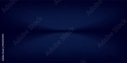 Blue navy studio room. Limbo dark background. Abstract 3d backdrop for product presentation. Minimal wall scene. Showcase, promotion display. Vector stage mockup illustration