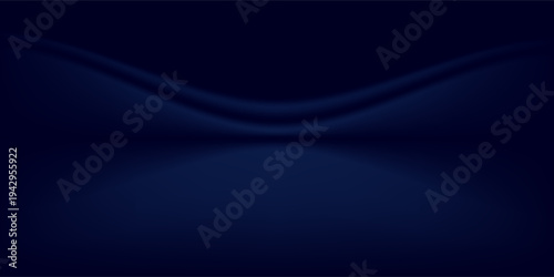 Blue navy studio room. Limbo dark background. Abstract 3d backdrop for product presentation. Minimal wall scene. Showcase, promotion display. Vector stage mockup illustration