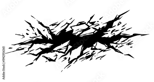 Ground crack. Black ground crack or damaged wall texture. Vector illustration