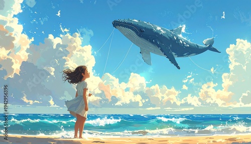 Whale in the Sky - A Girls Dreamlike Beach Encounter.