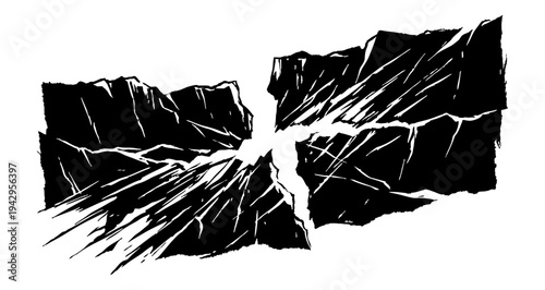 Ground crack. Black ground crack or damaged wall texture. Vector illustration