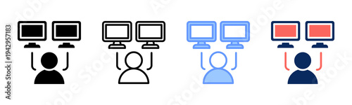 Multi Tasking icon set multiple style collection