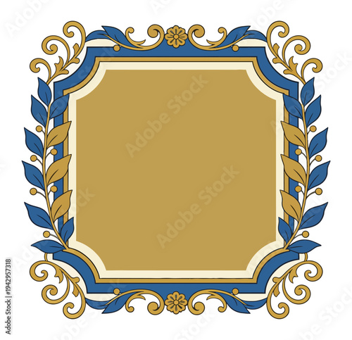 Elegant decorative frame with floral and leaf accents on black background
