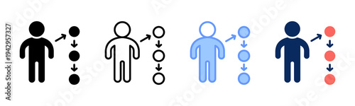 Sequential Action icon set multiple style collection