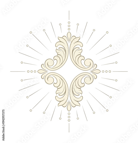 Elegant decorative ornamental floral design on black background