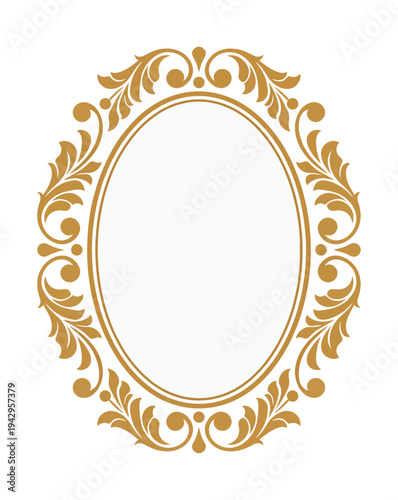 Elegant decorative oval frame design with floral elements vector illustration