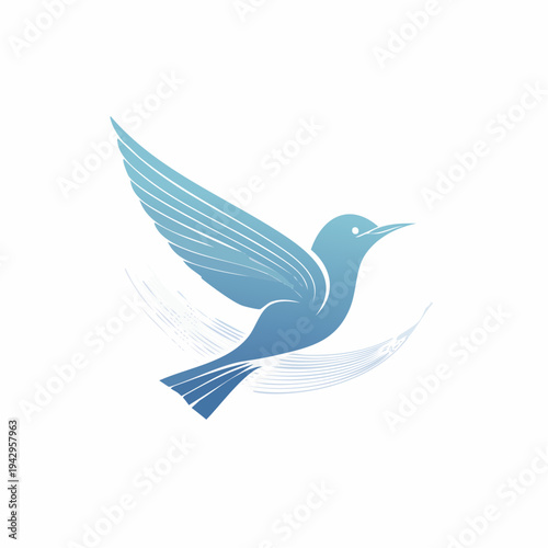 Graceful blue bird soaring freely through the air, symbolizing peace, freedom, and light flight
