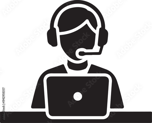 Customer support representative with headset and laptop a striking silhouette high quality professional
