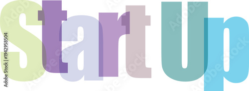 Startup Overlapping Colorful Text Vector Illustration