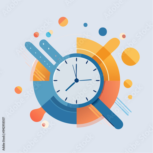 Abstract Dynamic Clock Illustration for Modern Time Management and Strategic Planning