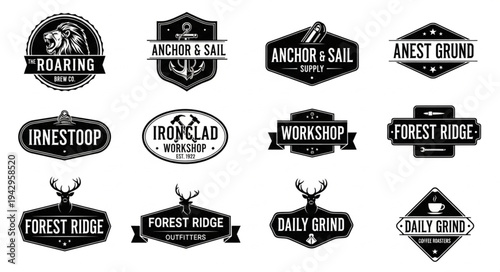 Collection of Vintage Style Emblem Logos and Badges.