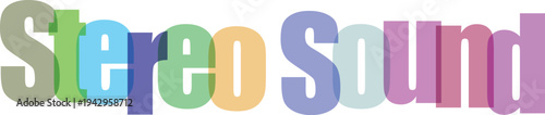 Colorful Overlapping "Stereo Sound" Text Vector Graphic
