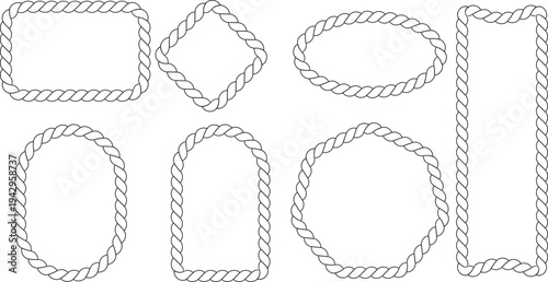 Collection of rope border frames in various shapes