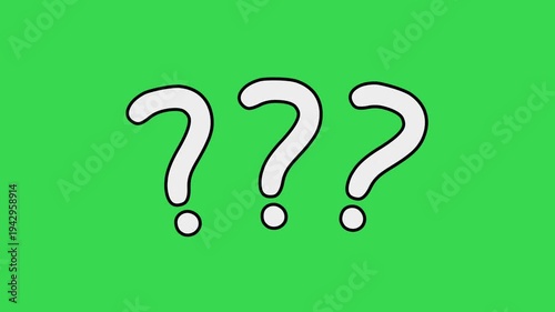 Three Animated Question Mark Symbols on Green Screen Chroma Key