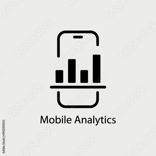 Mobile analytics icon with bar chart on smartphone screen symbol  business concept