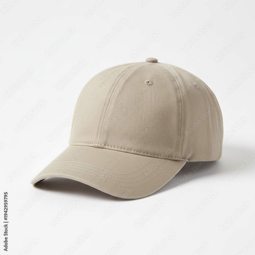 Fototapeta premium Classic Beige Baseball Cap on White Background