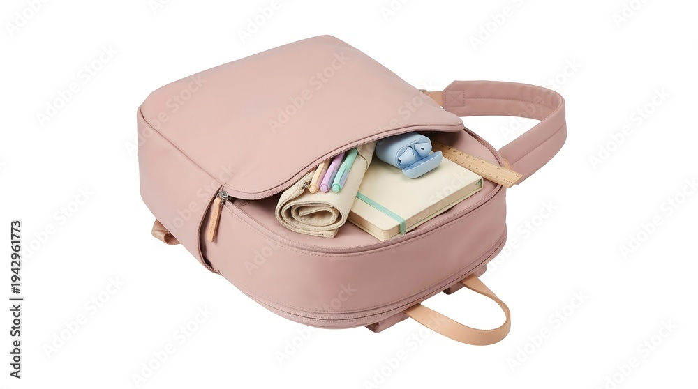 custom made wallpaper toronto digitalPink Backpack with School Supplies and Earbuds