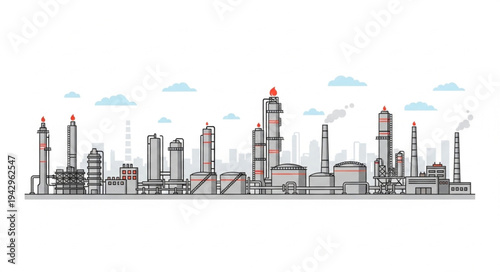 Industrial Factory Buildings and Towers.
