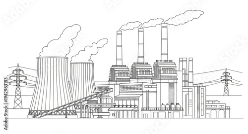 Industrial Factory Buildings with Pollution.