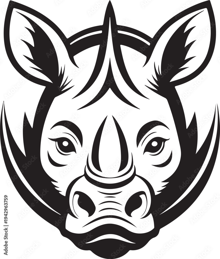 Obraz premium Fierce rhino head silhouette vector image