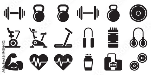 Extensive Collection of Gym and Workout Icons for Fitness Apps and Sports Design