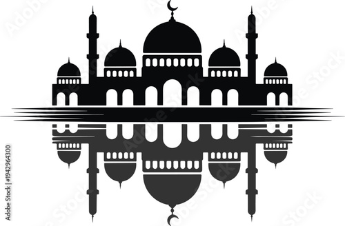 Black silhouette of an open Holy Quran on a traditional wooden book stand, representing Islamic study, religious teaching, Ramadan Kareem, and spiritual devotion.