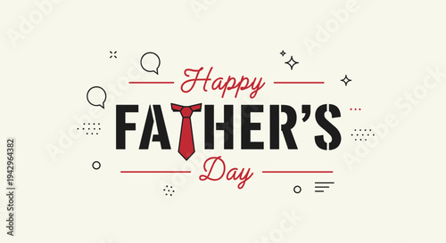 A festive design featuring the phrase 'Happy Father's Day' with a tie graphic, in a modern style