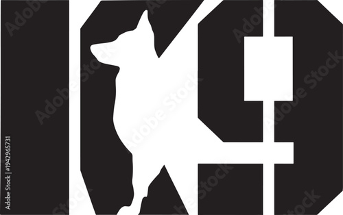 Stylized k9 police dog unit silhouette logo emblem for security and enforcement services
