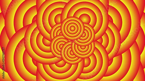 A kaleidoscope of dynamically rotating orange flower petals full of beauty