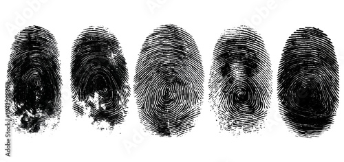 Abstract forensic grunge set fingerprint background texture. vector black grunge fingerprint distressed dirty background design element.