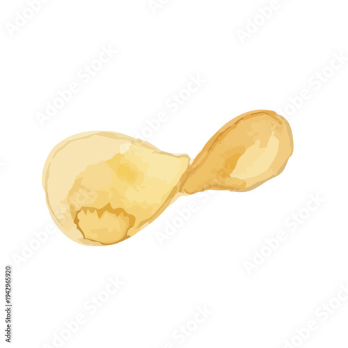 Watercolor-style crispy potato chips illustration, golden snack food, crinkle cut／ポテトチップス