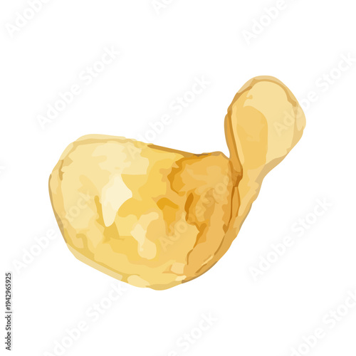 Watercolor-style crispy potato chips illustration, golden snack food, crinkle cut／ポテトチップス