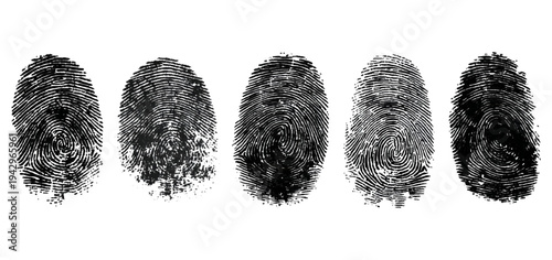 Abstract forensic grunge set fingerprint background texture. vector black grunge fingerprint distressed dirty background design element.