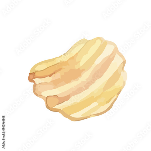Watercolor-style crispy potato chips illustration, golden snack food, crinkle cut／ポテトチップス
