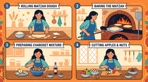 Step-by-step guide to making traditional matzah bread and charoset for Passover