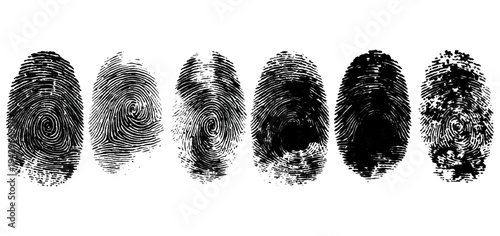 Abstract forensic grunge set fingerprint background texture. vector black grunge fingerprint distressed dirty background design element.