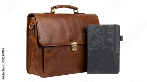 Wallpaper Mural Classic Brown Leather Briefcase with Black Notebook Torontodigital.ca