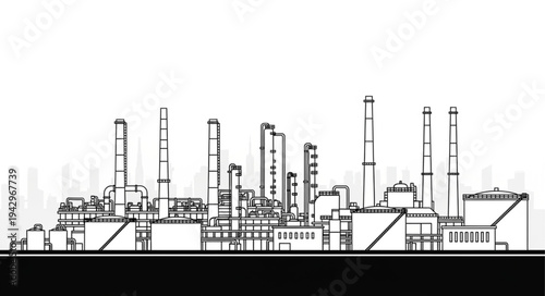 Industrial Factory Complex Illustration.