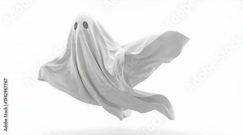 Wallpaper Mural White Ghost Costume Flying on White Background Halloween Concept Torontodigital.ca
