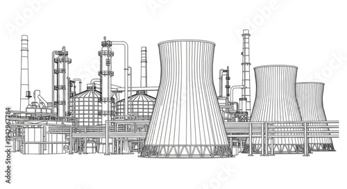 Industrial Factory Complex Illustration.