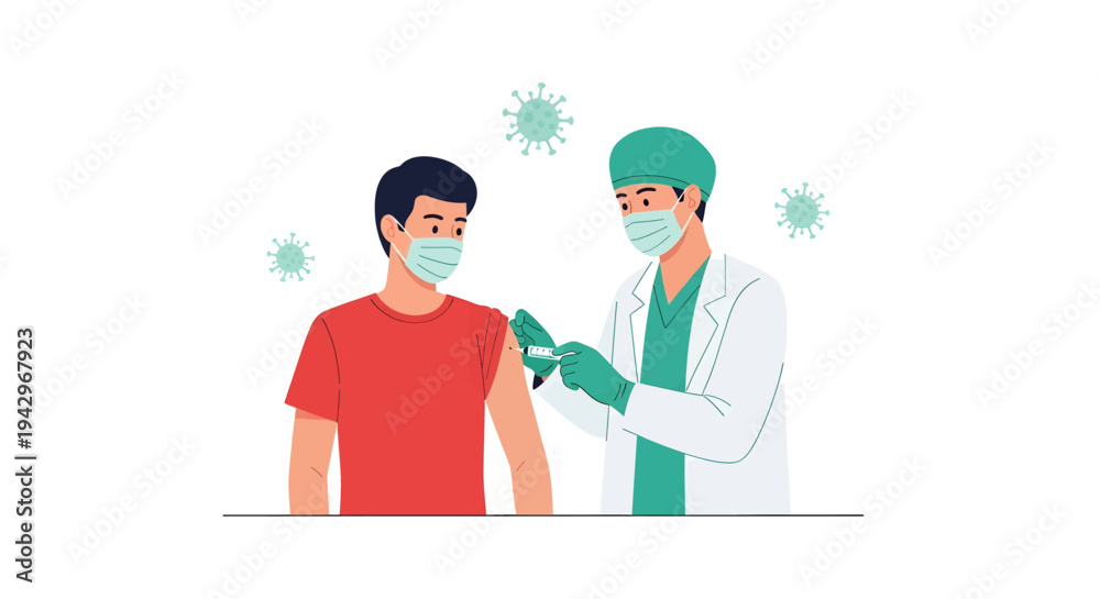 Fototapeta premium Doctor Giving Man Vaccination Injection.