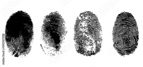 Abstract forensic grunge set fingerprint background texture. vector black grunge fingerprint distressed dirty background design element.