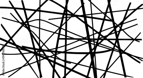 Abstract black lines intersect randomly creating dynamic patterns on a white background
