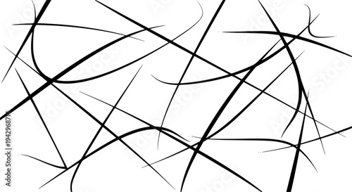 Abstract black lines intersect randomly creating dynamic patterns on a white background
