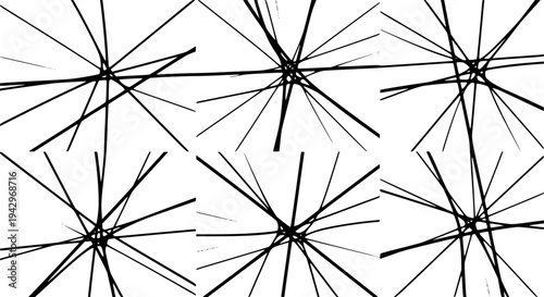 Abstract black lines intersect randomly creating dynamic patterns on a white background
