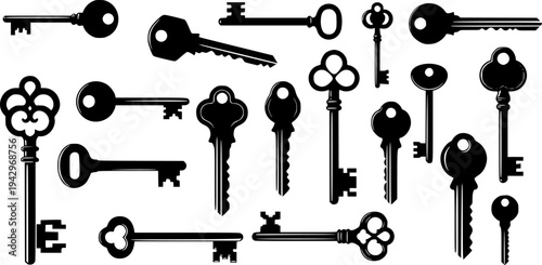 Collection of black key silhouettes
