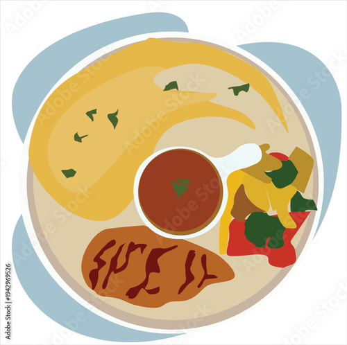 Creamy Grilled Steak with Veggies and Mashed Potatoes
