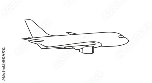 Airplane aircraft outline illustration aviation transport travel concept vector minimal line airplane icon isolated background